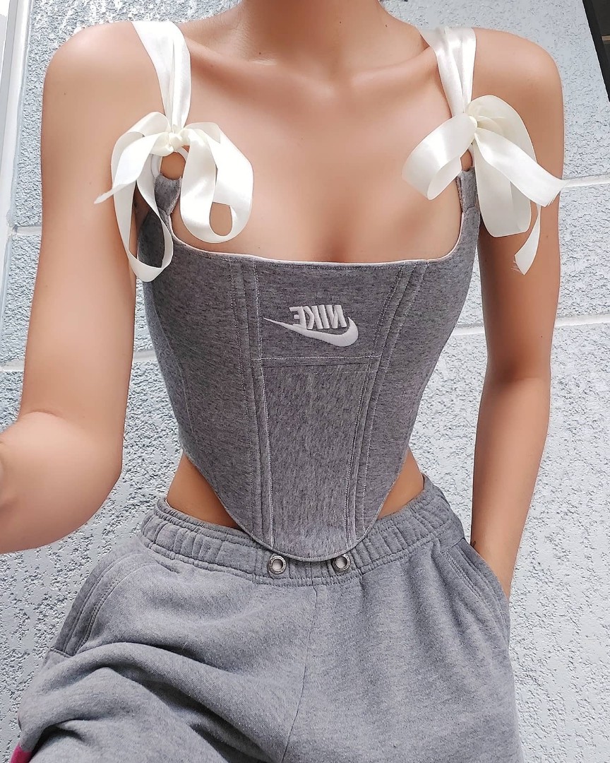 Nike corset top in gray, Women's Fashion, Tops, Sleeveless on Carousell
