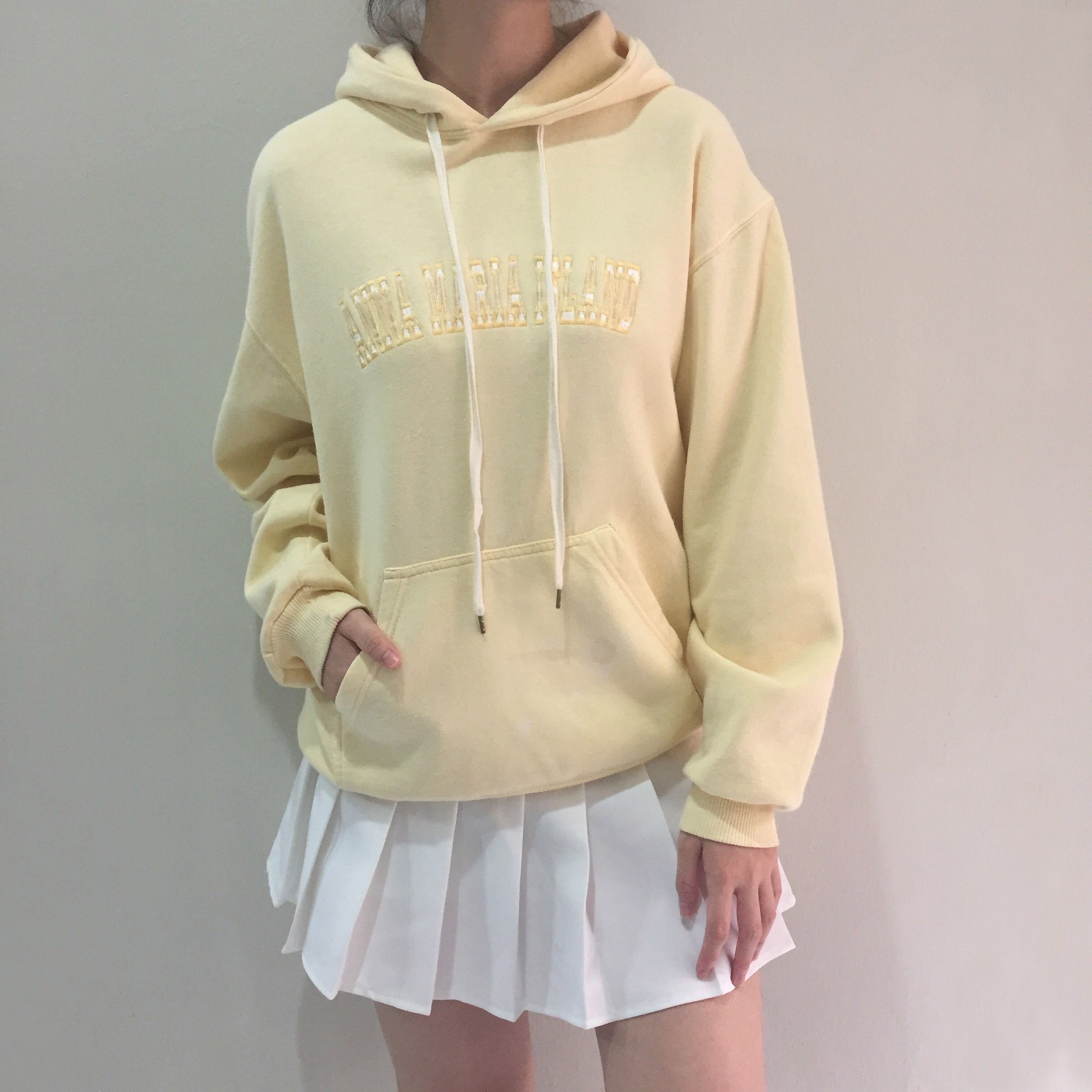 Pastel yellow oversized hoodie, Women's 