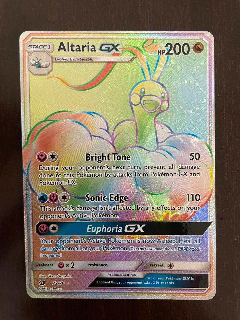 Pokemon TCG Altaria GX - 72/70 - Hyper Rare Sun & Moon: Dragon Majesty,  Hobbies & Toys, Toys & Games on Carousell