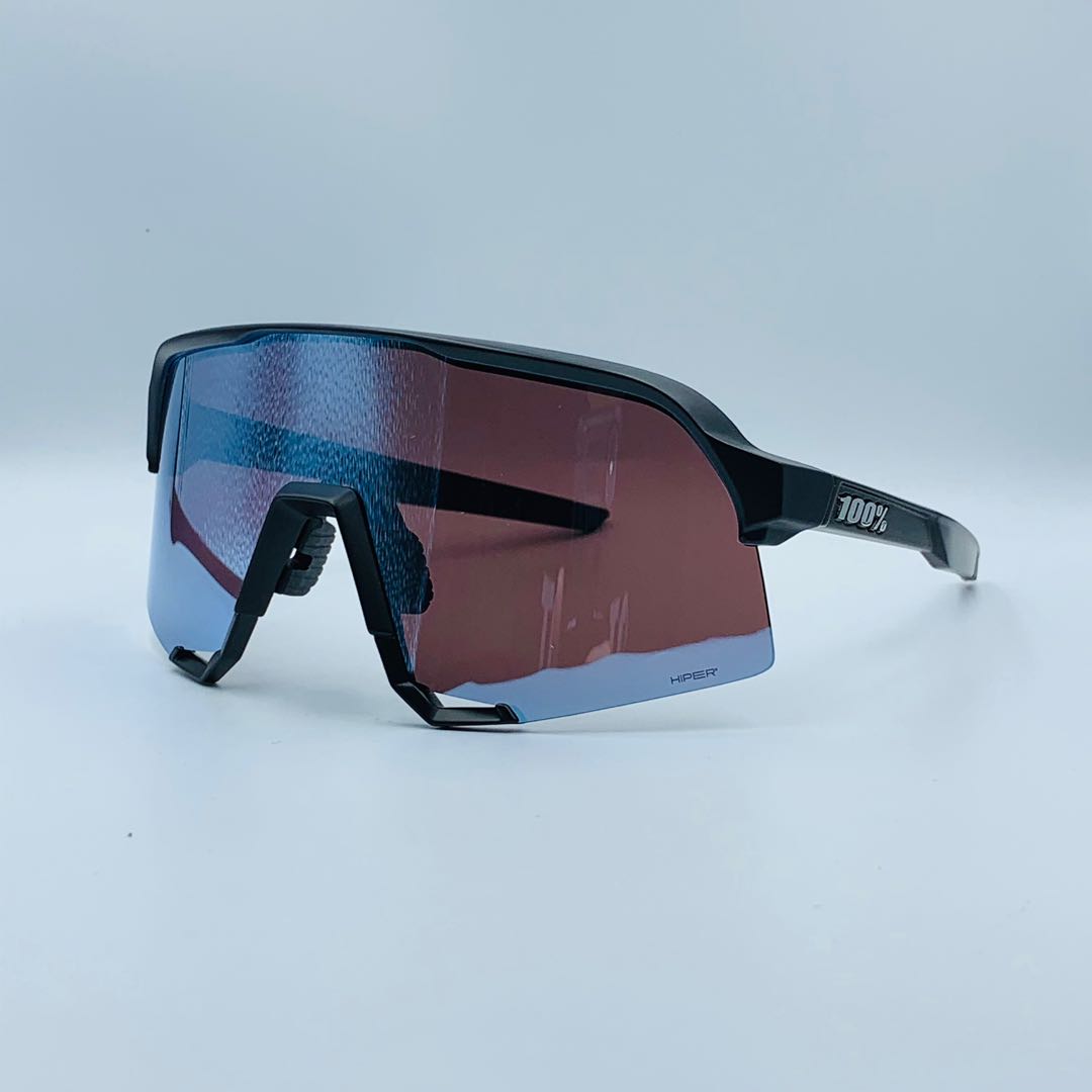 Ride 100% S3 Matte Black HiPER Blue Multilayer Mirror Lens, Men's
