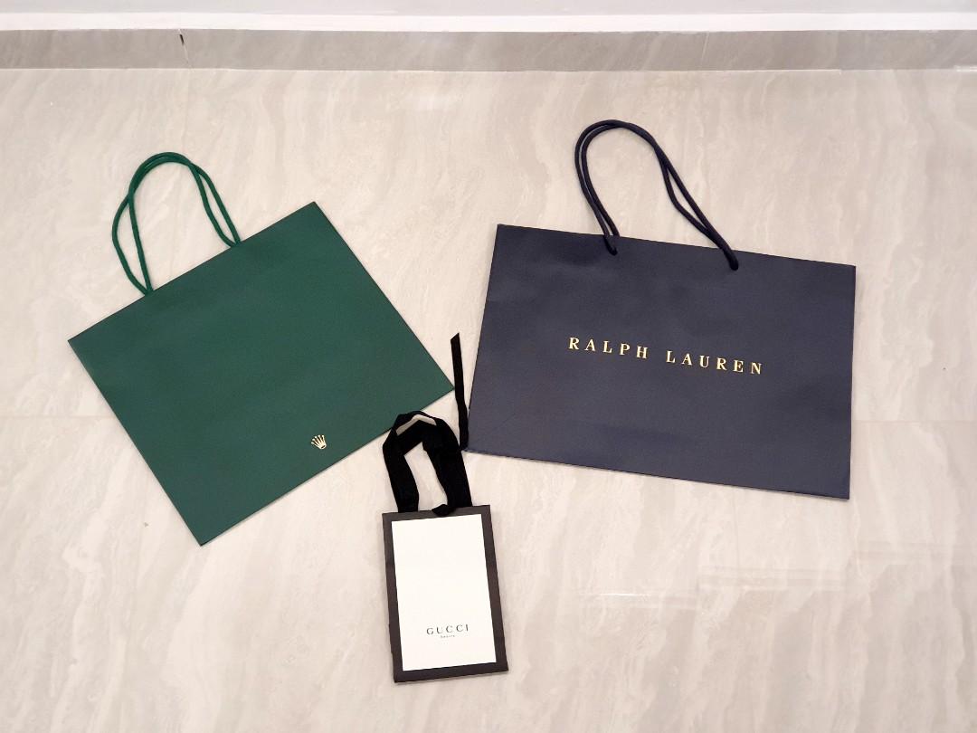 ROLEX, GUCCI, Ralph Paper Shopping Bags, Luxury, Bags & Wallets on Carousell