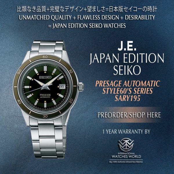 SEIKO JAPAN EDITION MADE IN JAPAN PRESAGE STYLE 60s AUTOMATIC OLIVE GREEN  BEZEL BLACK COLOR DIAL SARY195, Men's Fashion, Watches & Accessories,  Watches on Carousell