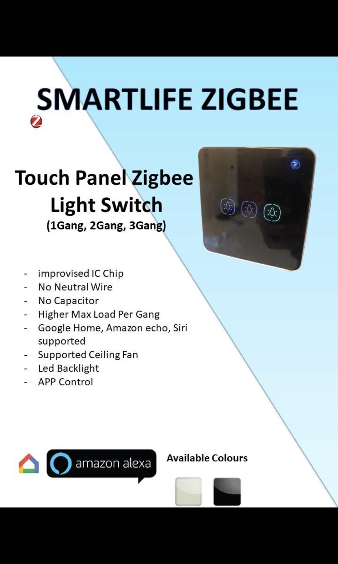 Moes ZigBee Wall Touch Smart Light Switch With Neutral/ No Neutral No  Capacitor Smart Life APP Tuya Voice control Alexa Google