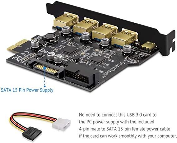 Supageek Pci E To Type C 1 Type A 4 Usb 3 0 5 Port Pci Express