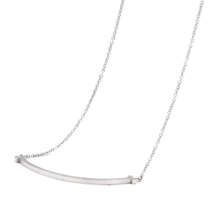TIFFANY CO. Sterling Silver Small T Smile Pendant Necklace