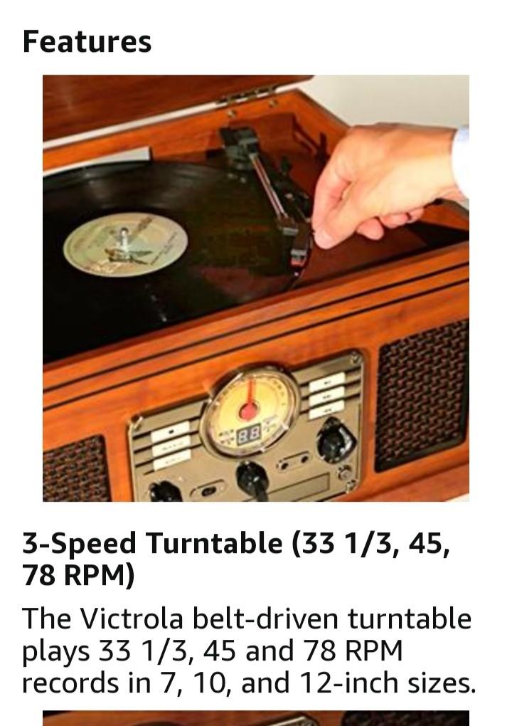 Victrola 6 in 1 Retro Classic Wood Vinyl Plaka Turntable ...
