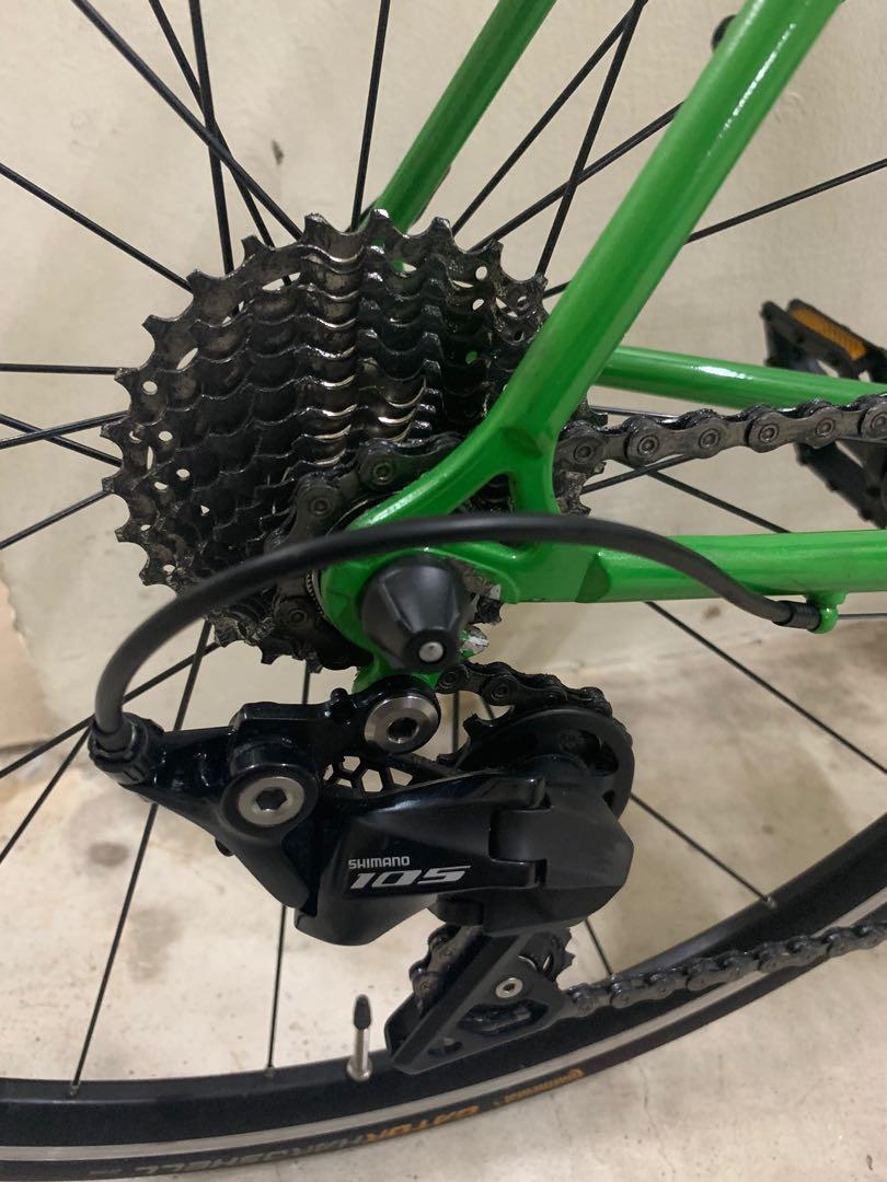 modern groupset on vintage bike