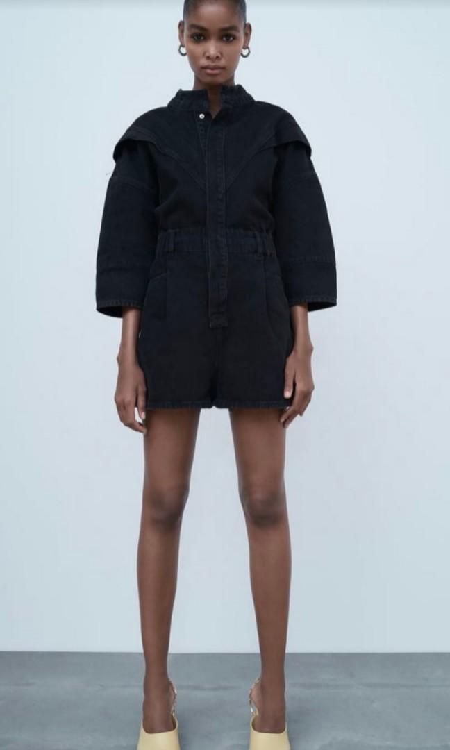 Zara Black Denim Jumpsuit, Women's Fashion, Dresses & Sets, Jumpsuits