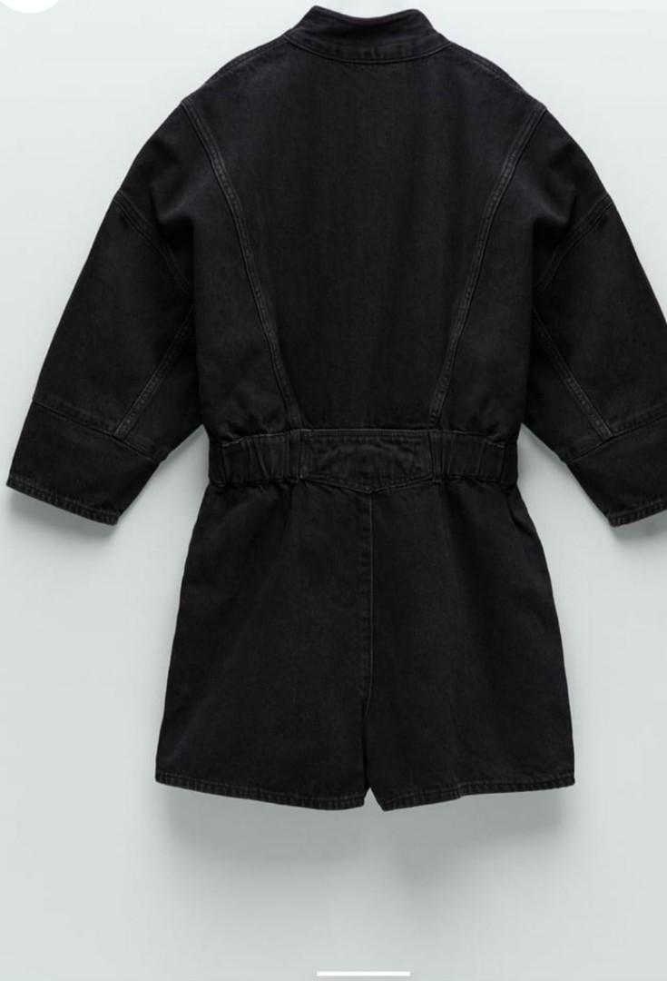 Zara Black Denim Jumpsuit, Women's Fashion, Dresses & Sets, Jumpsuits