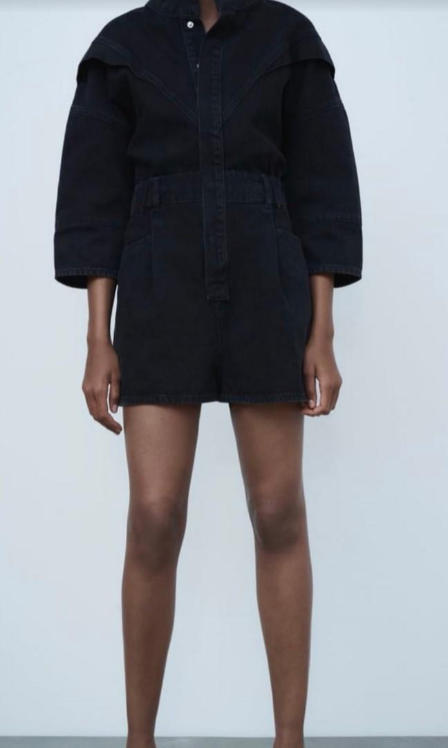 Zara Black Denim Jumpsuit, Women's Fashion, Dresses & Sets, Jumpsuits
