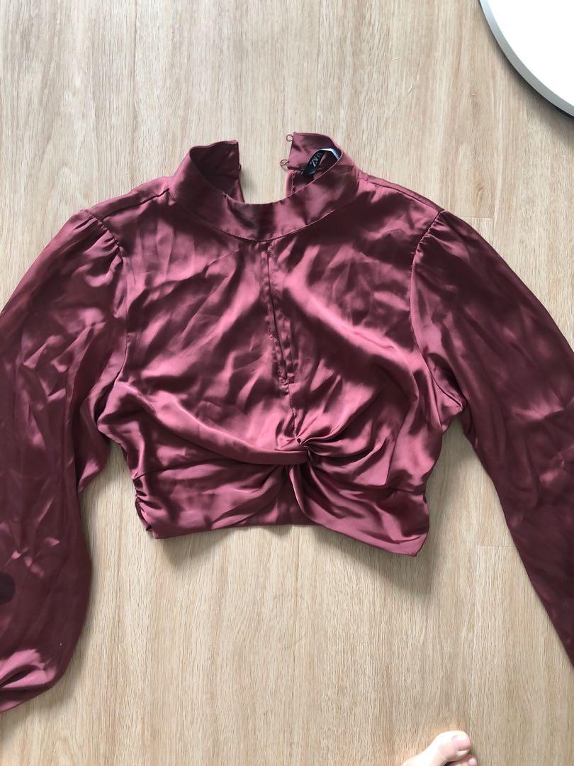 Zara satin crop top, Women's Fashion, Tops, Sleeveless on Carousell
