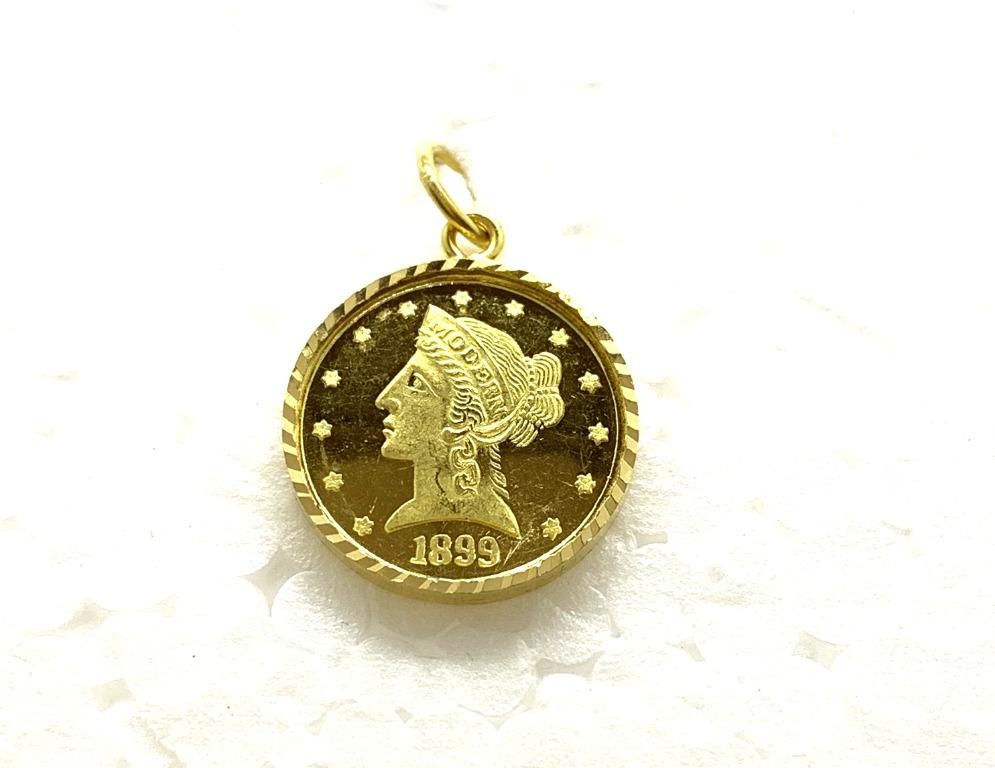 Gold eagle hotsell coin pendant