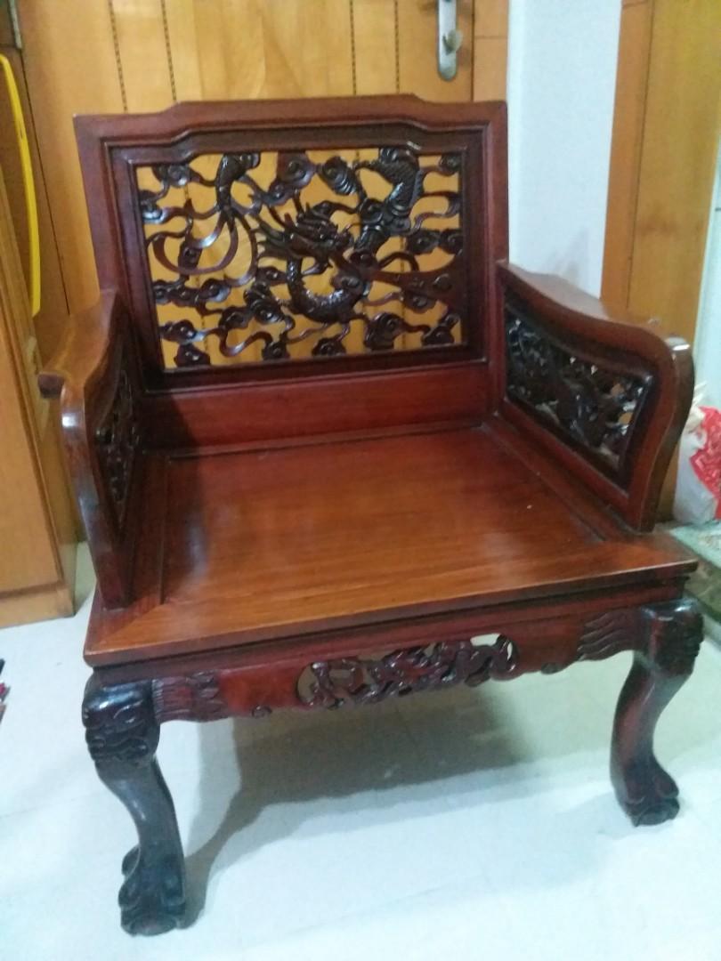 花梨木椅虎爪腳雲龍花紋龍鳳椅 傢俬 家居 傢俬 椅子 Carousell