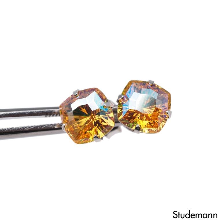 Amber Sky Swarovski Crystal Sterling Silver Earrings 8mm