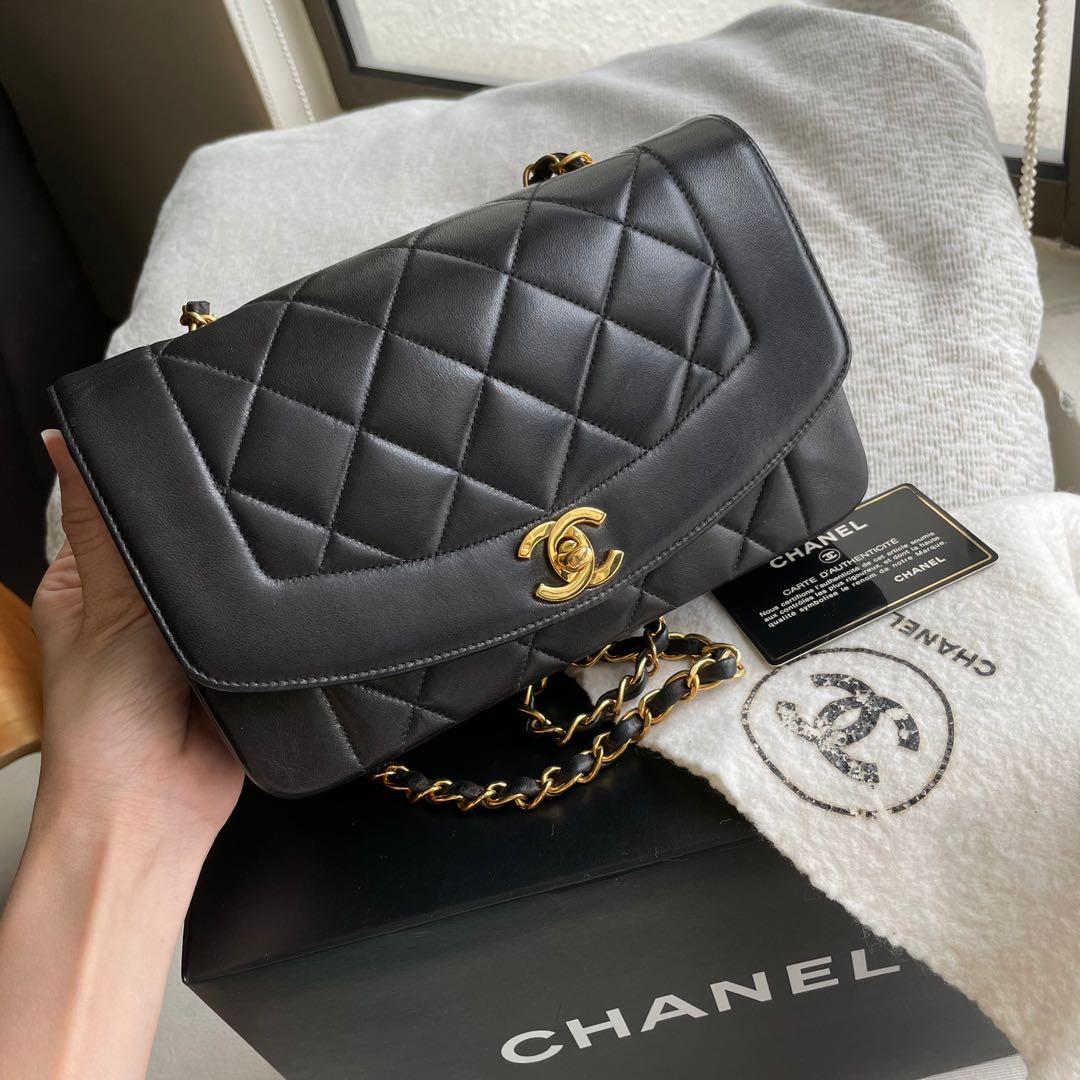 AUTHENTIC CHANEL Diana Small 9 Flap Bag 24k Gold Hardware 💙 FULL BOX SET
