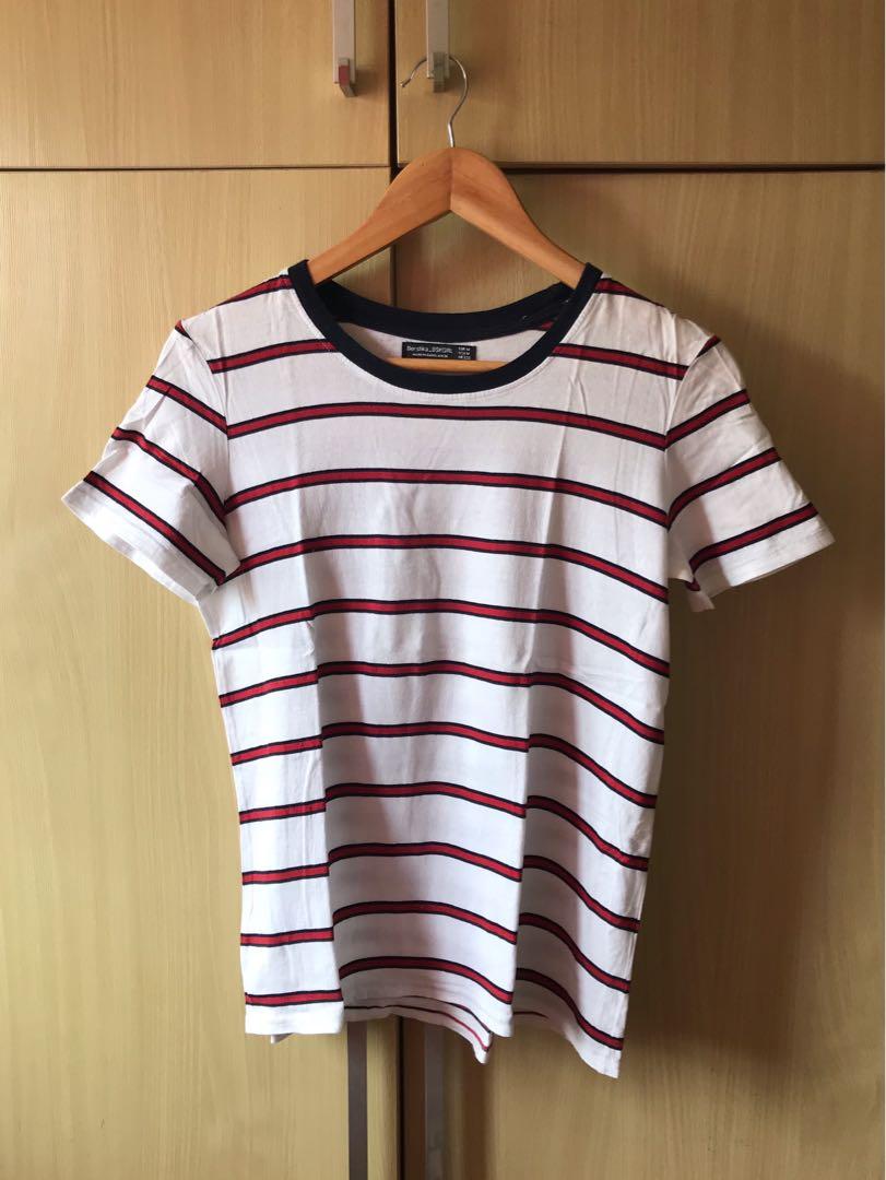 Bershka Striped T-Shirt, Women's 