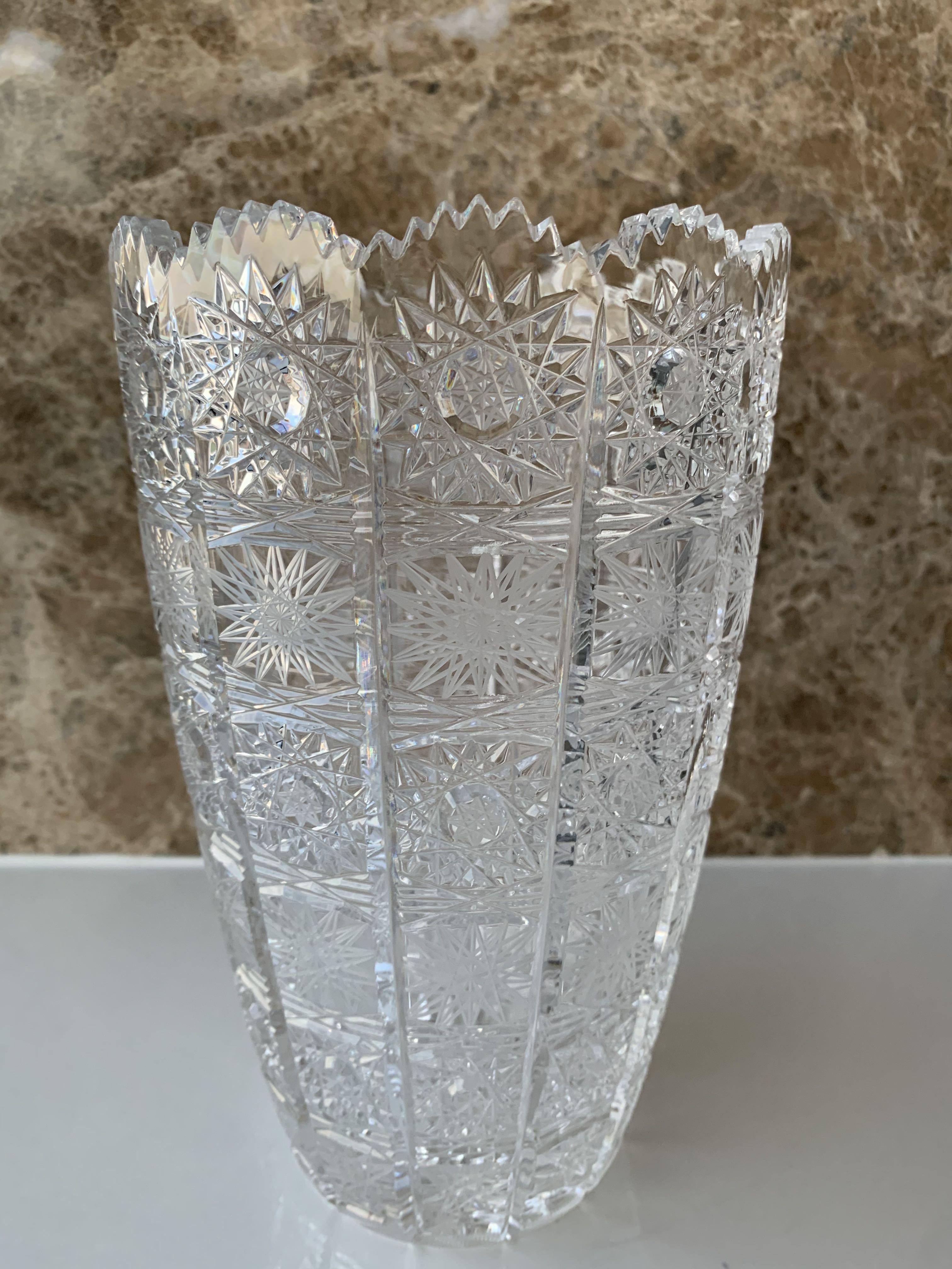 Glass 24 Lead Crystal 15cm Hand Cut Bohemia Tapered And Footed Vase Collectables And Art Na7575297