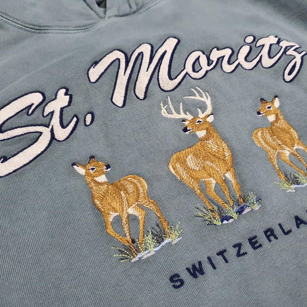 BRANDY MELVILLE GREEN oversize Christy Moritz Switzerland deer hoodie NWT  £54.53 - PicClick UK