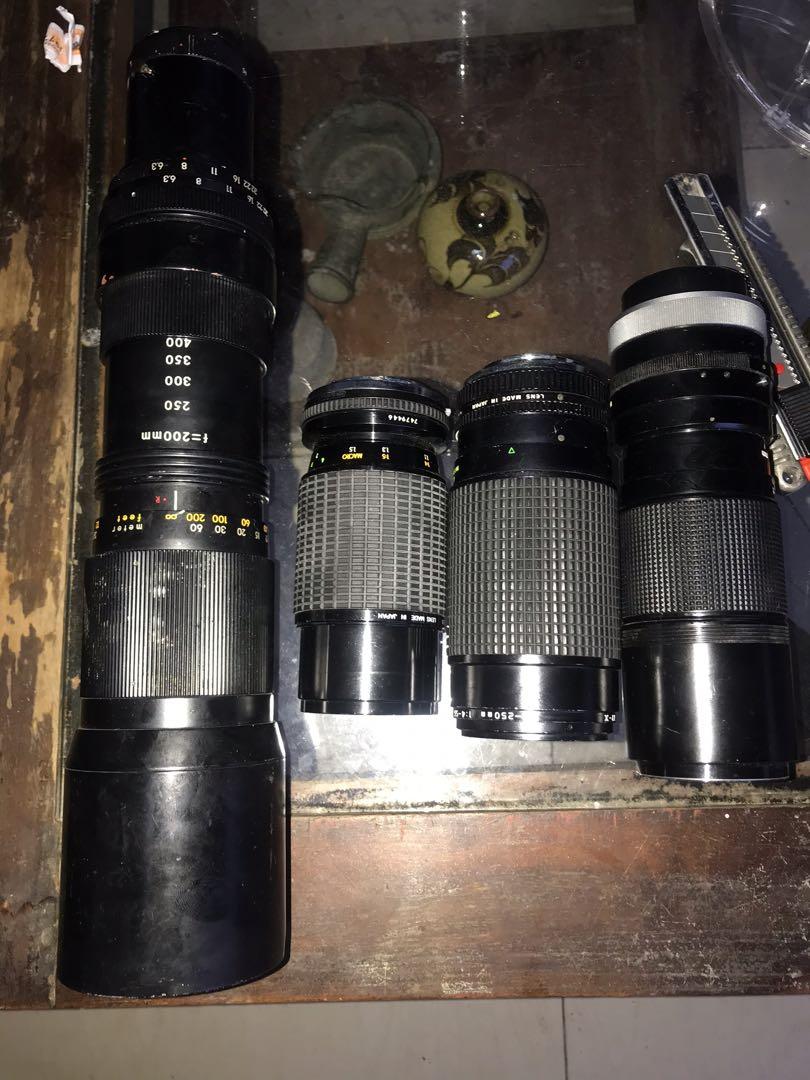 Camera lens (Category: Lens & Kits) located in Tanza. Submitted by cloydscollectionshop (Listing ID 1089257262, Image 1). Description: Lot sale 4pcs camera lens Tamron zoom 200-400mm Sigma zoom 70-210mm Tokina AT-X 50-250mm Canon zoom fd 100-200mm As-is!Not tested Price:5000Php.