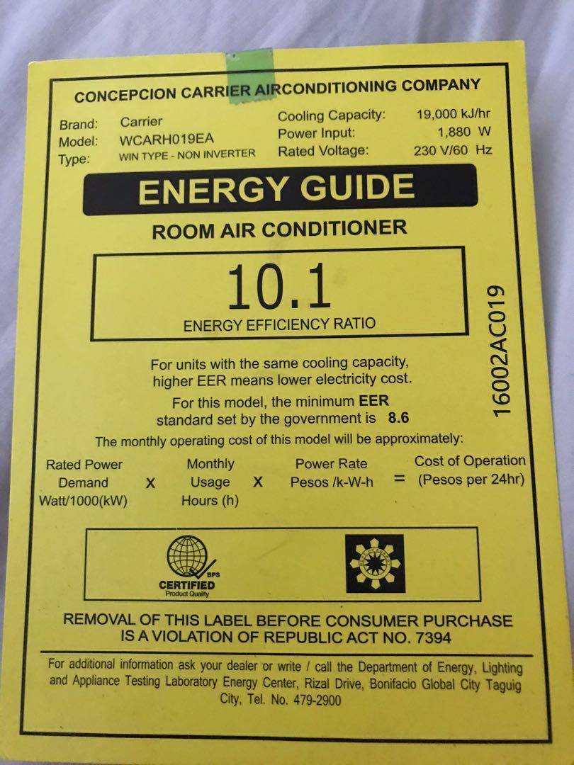 Carrier Aircon 2HP 1 year used, TV & Home Appliances, Air