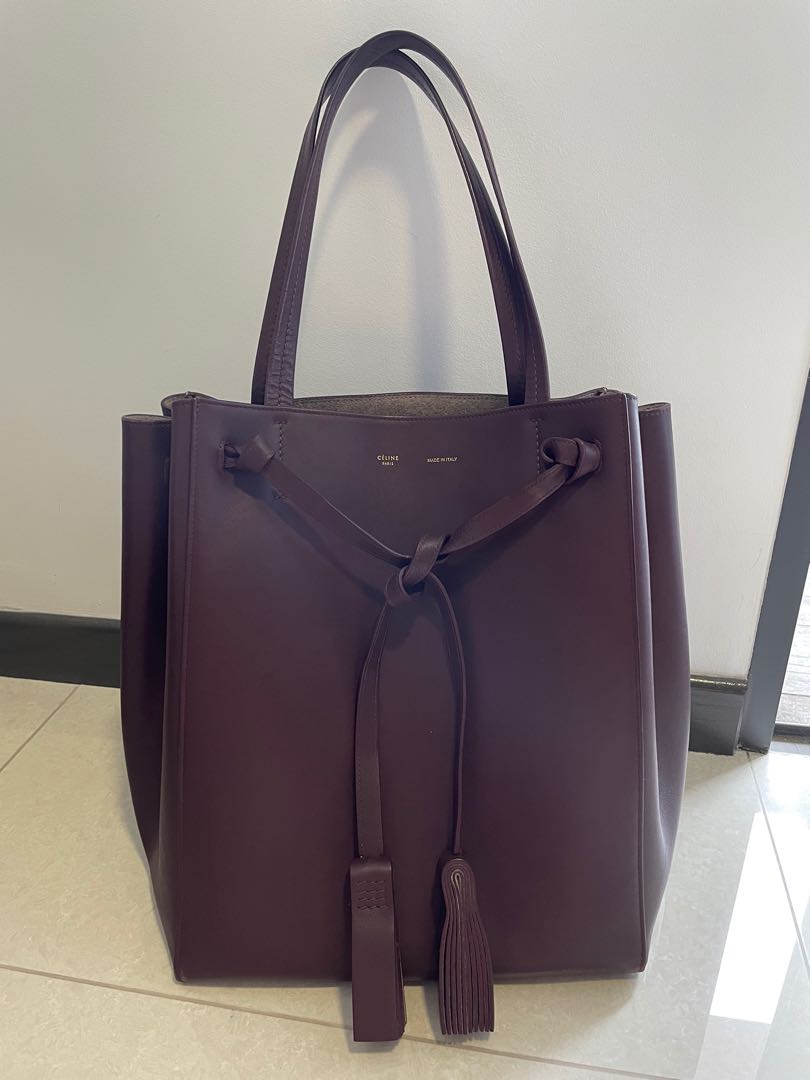 Celine cabas phantom medium burgundy color, Luxury, Bags & Wallets on ...