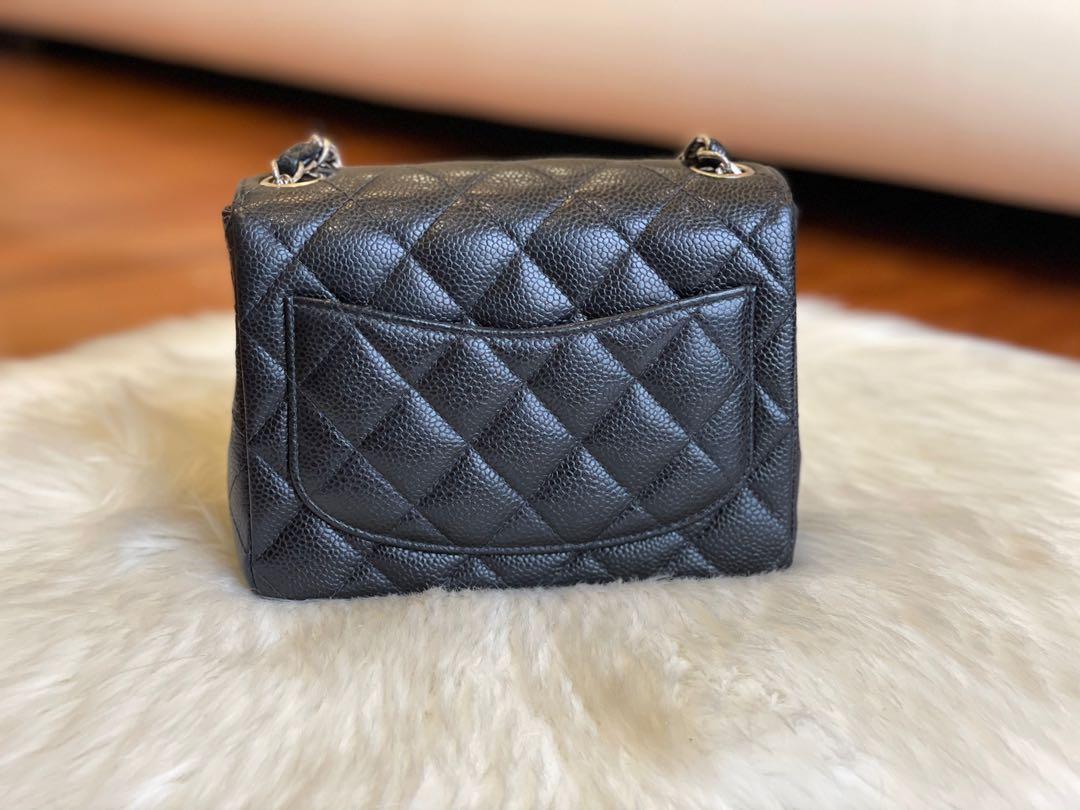 Chanel Mini Square 17cm Black Caviar SHW, Women's Fashion, Bags & Wallets,  Shoulder Bags on Carousell