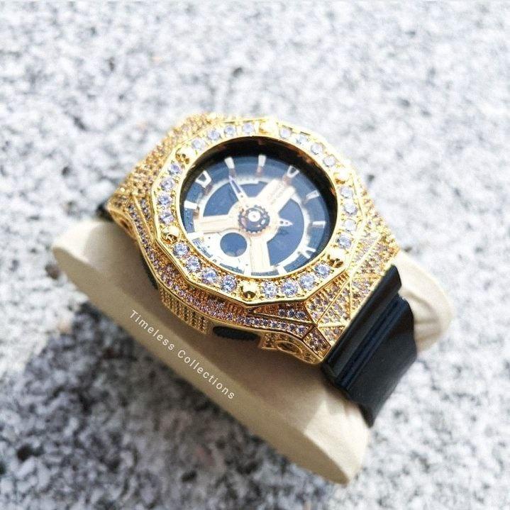 Customised Diamond Bezel CASIO Baby G Watch BA110 Benedict Gold Bezel