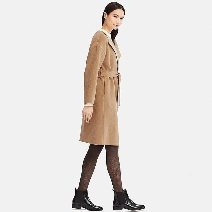 Women double clearance face collarless coat