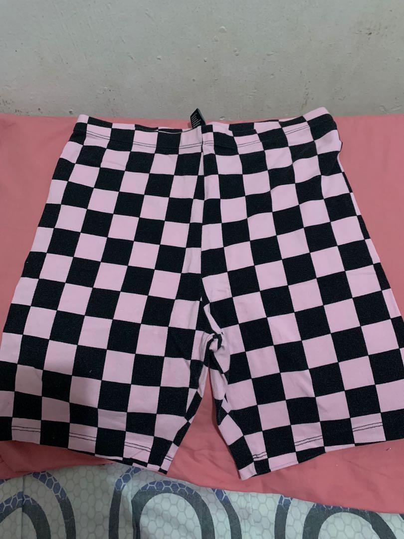 checkerboard biker shorts