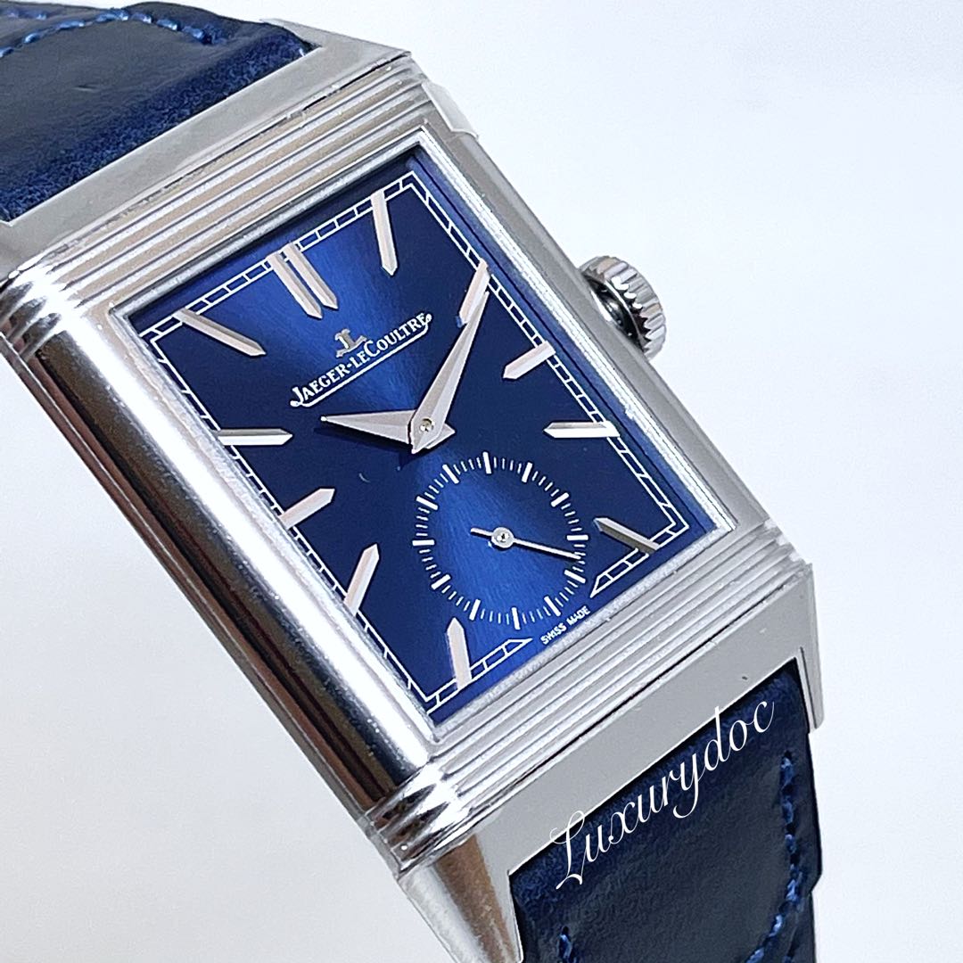 FS.BNIB JLC JAEGER LECOULTRE REVERSO TRIBUTE BLUE DIAL MONOFACE