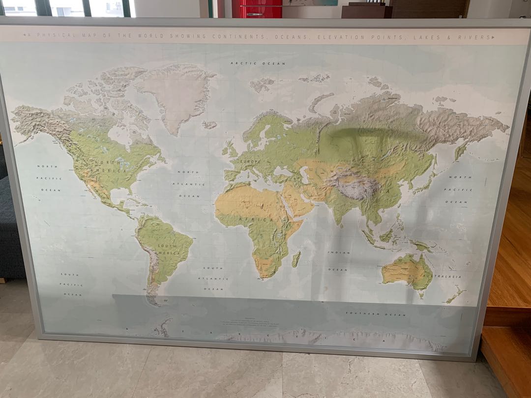 Huge Ikea World Map 200 X 140cm Ikea Bjorksta Ultralight frame