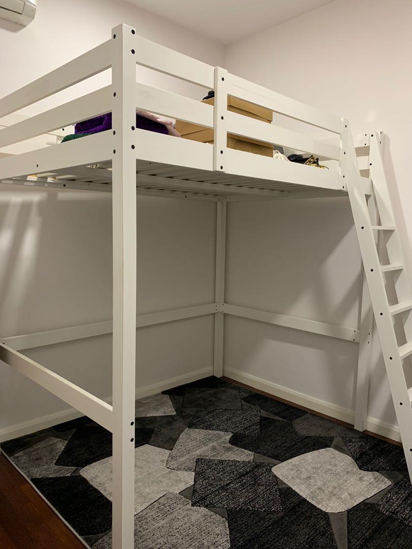 Ikea Loft Bed White Home Furniture Furniture On Carousell