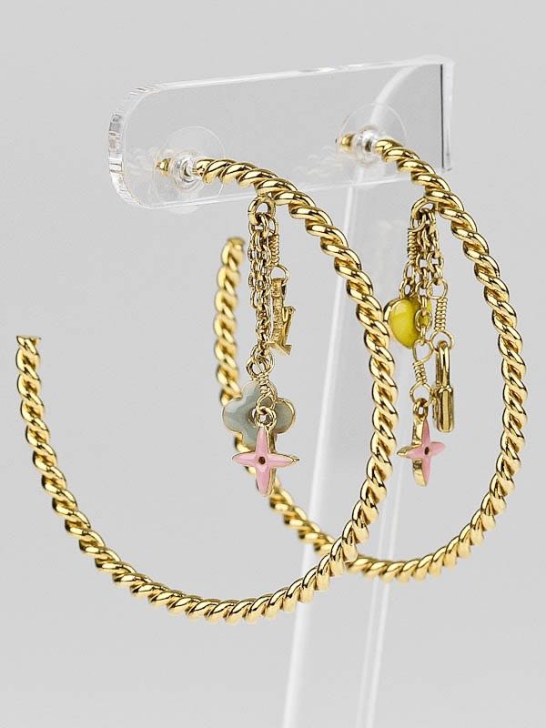 Louis Vuitton Sweet Monogram Creole Hoop Earrings - White, Brass