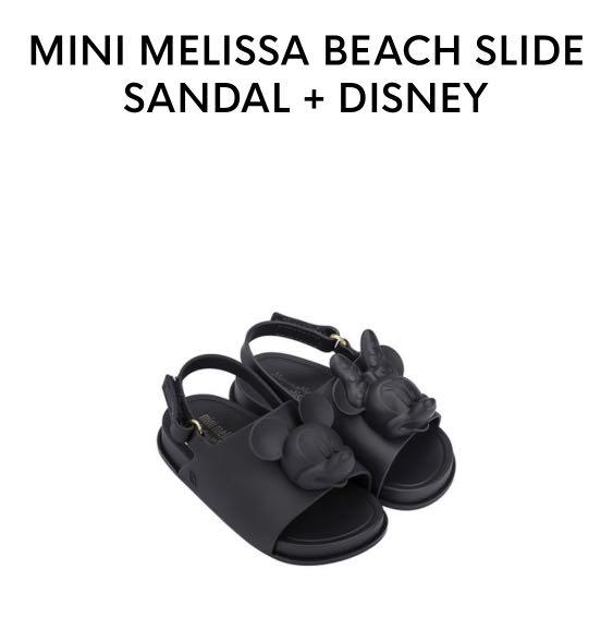 Black Mini Melissa Beach Slide Sandal Disney Babies Kids
