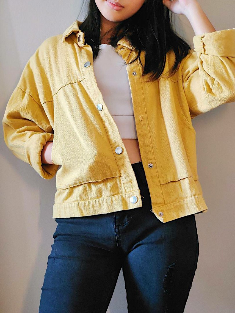 Mustard denim jacket, Women's Fashion 
