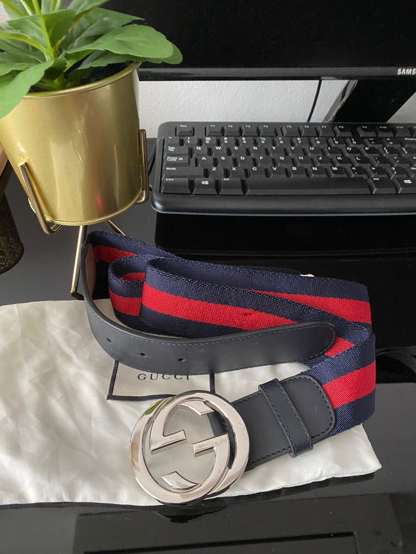 New Authentic Gucci red and blue Belt size 46 Men s Fashion
