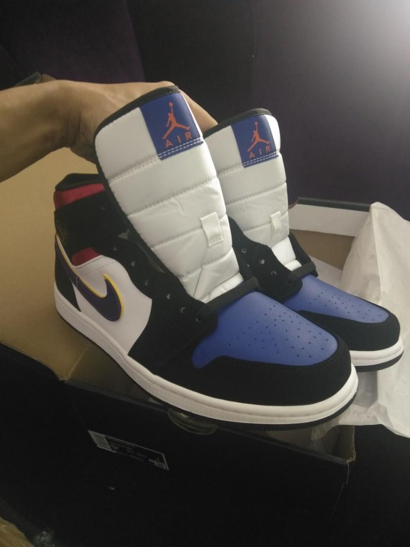 Nike air jordan 1 mid purple white red Men s Fashion Footwear