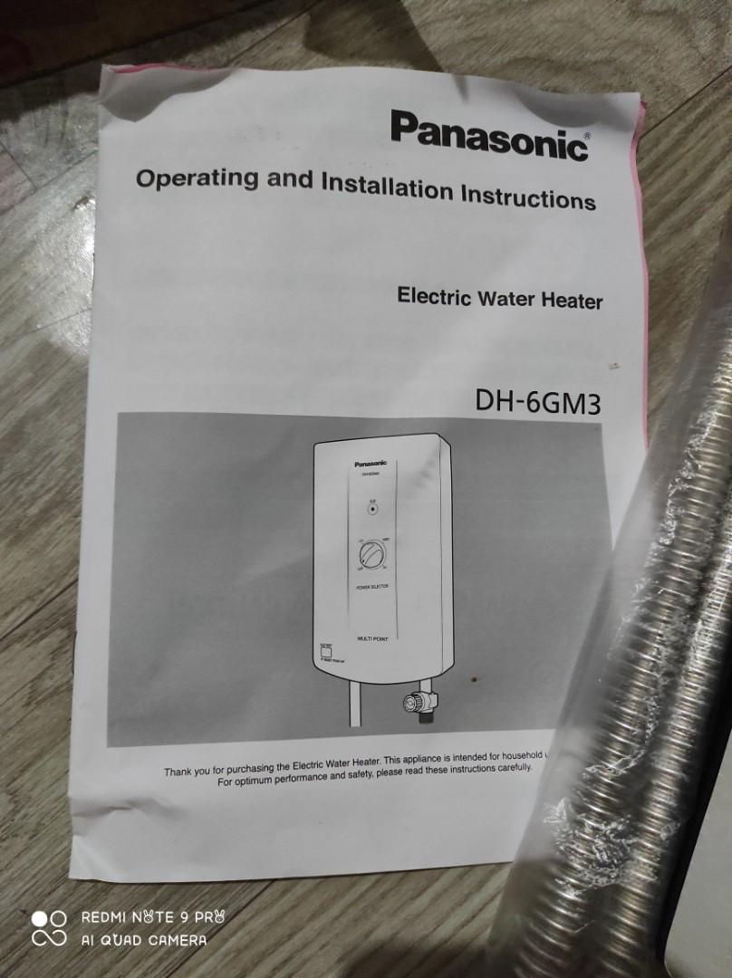 PANASONIC DH-6GM3 Water Heater, TV u0026 Home Appliances, Water Heater u0026  Instant Showers on Carousell