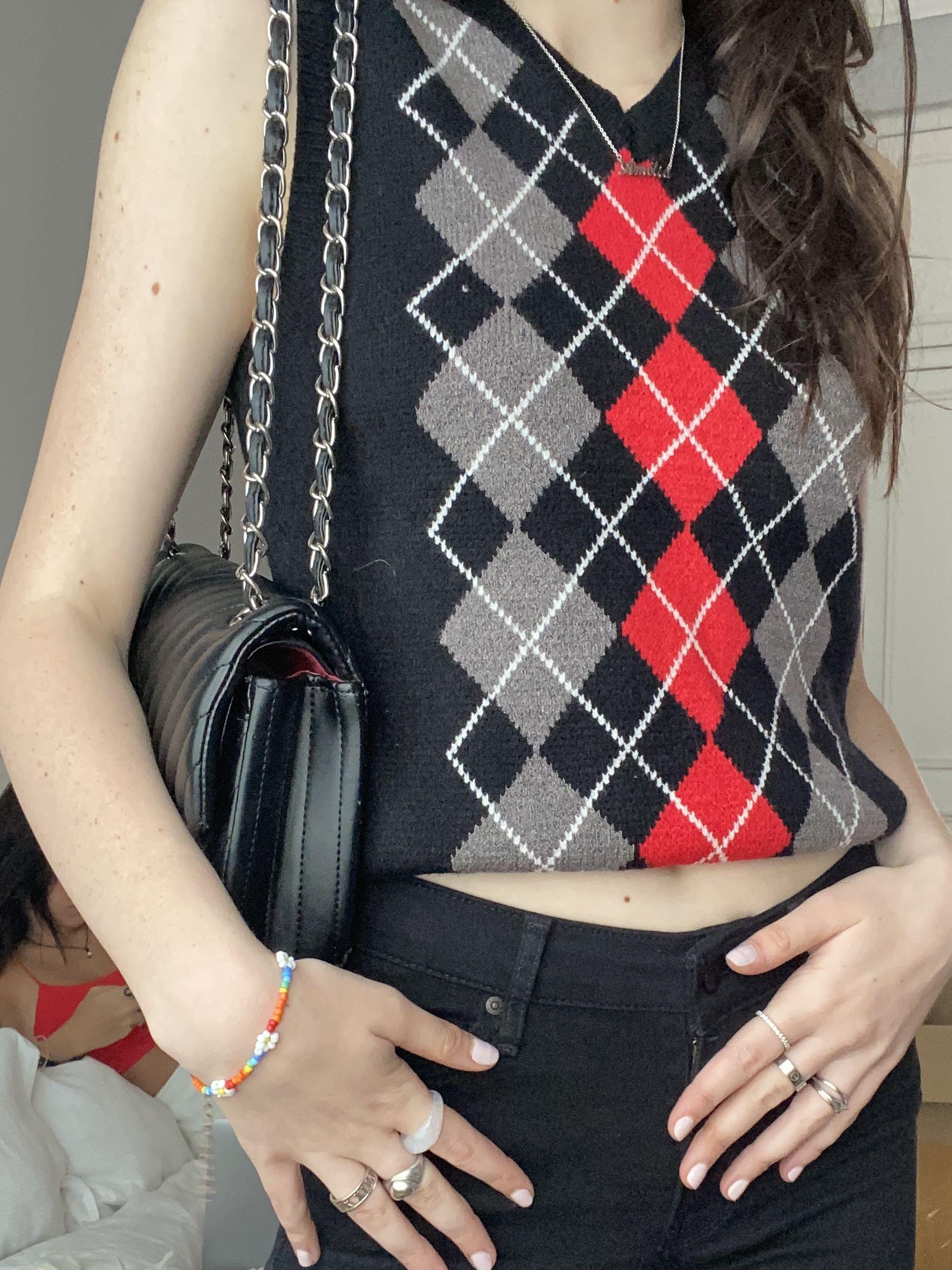 Red argyle sweater vest online