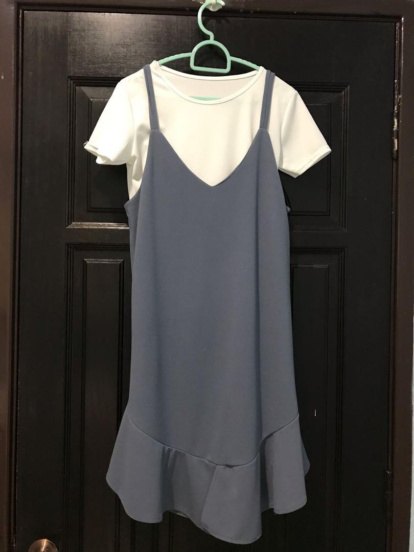 Spaghetti strap dress with white shirt new arrivals