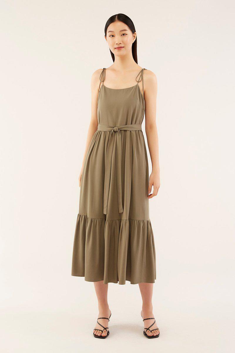 The Editors Market Kaisley Frill Hem Dress Moss Green Women S Fashion Tops Sleeveless On Carousell