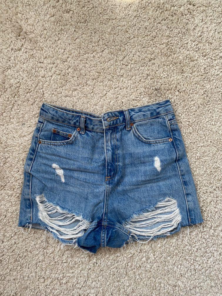Topshop ripped mom shorts cheap