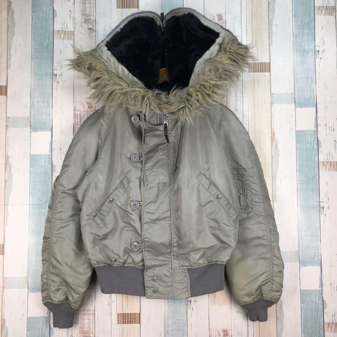 VINTAGE ALPHA INDUSTRIES FLIGHT JACKET ATTACHED HOOD N 2B Men s