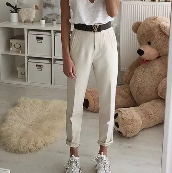 Zara Darted trouser in oyster white, Women's Fashion, Bottoms
