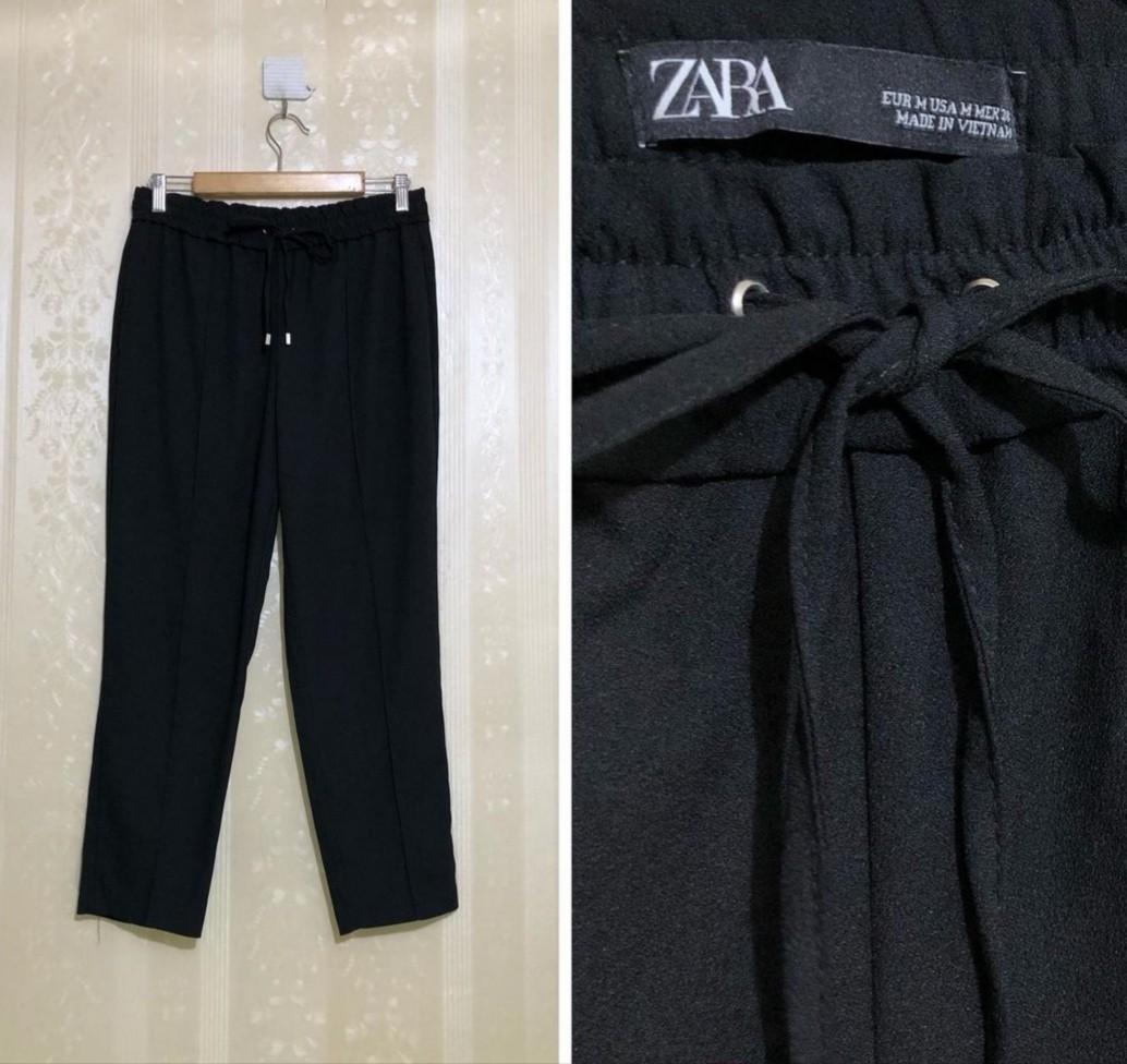 Zara drawstring trousers in Navy, Women's Fashion, Bottoms, Other Bottoms  on Carousell