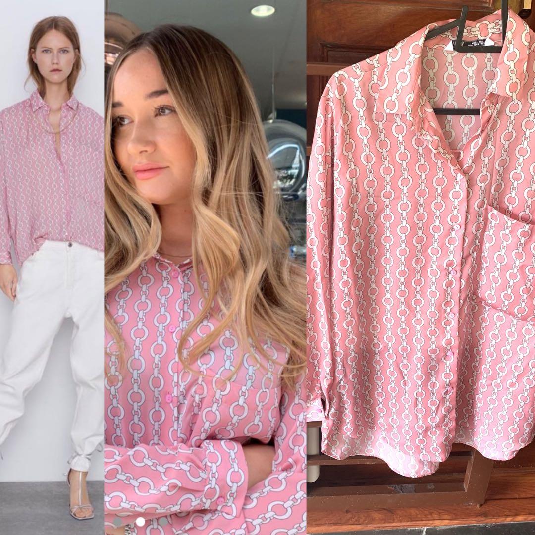 zara pink chain shirt