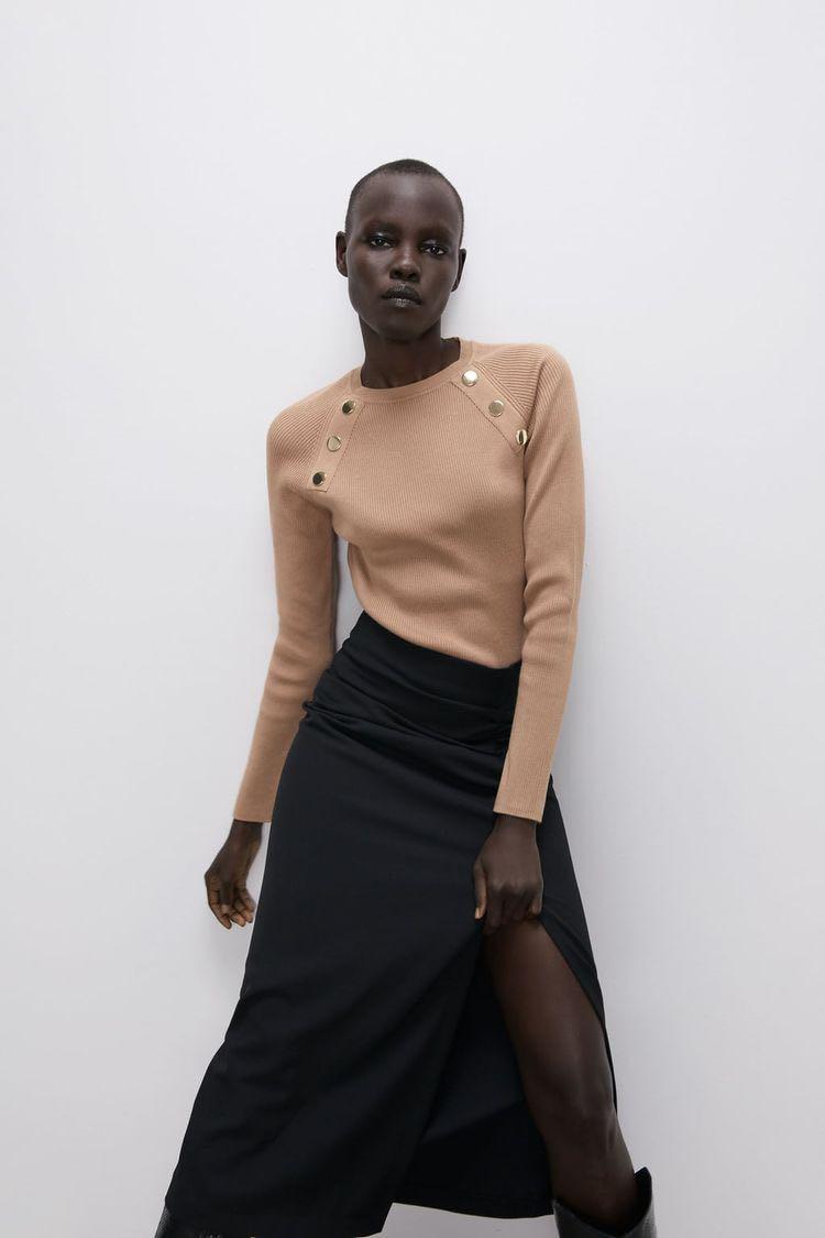 Buttoned ribbed discount sweater zara