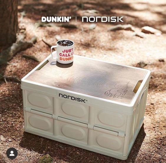 九月現貨Dunkin X Nordisk 摺疊儲物箱連木板枱韓國白熊儲物箱露營桌子