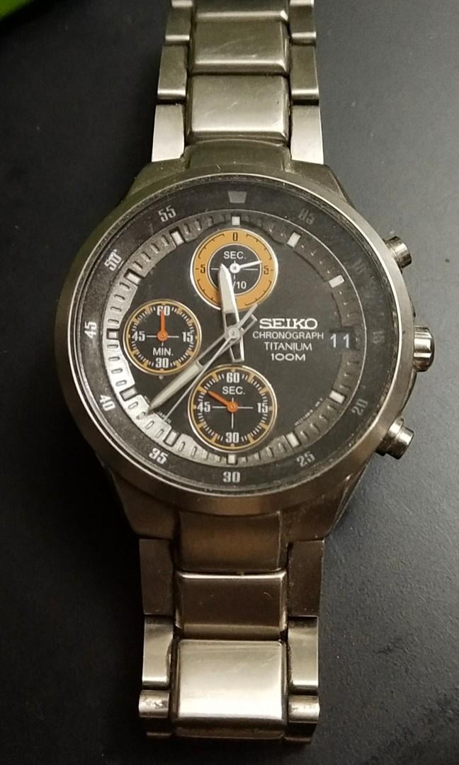 Seiko Chronograph Titanium 100M, 名牌, 手錶- Carousell