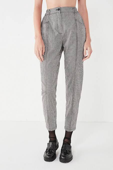 WORN BY OLIVIA RODRIGO: URBAN OUTFITTERS BLACK TAPERED GINGHAM TROUSERS ...